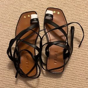 Never Worn Frame Lace Up Leather Sandals